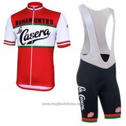 2017 Abbigliamento Ciclismo La Casera Vintage Rosso Manica Corta e Salopette