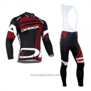 2017 Abbigliamento Ciclismo Orbea Rosso e Nero Manica Lunga e Salopette