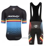 2017 Abbigliamento Ciclismo Ridley Rincon Azzurro e Nero Manica Corta e Salopette