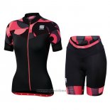 2017 Abbigliamento Ciclismo Sportful Primavera Nero e Rosso Manica Corta e Salopette