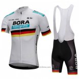 2018 Abbigliamento Ciclismo Bora Campione Belgio Bianco Manica Corta e Salopette