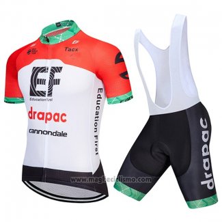 2018 Abbigliamento Ciclismo Cannondale Drapac Bianco e Rosso Manica Corta e Salopette