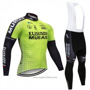 2018 Abbigliamento Ciclismo Euskadi Murias Verde e Nero Manica Lunga e Salopette