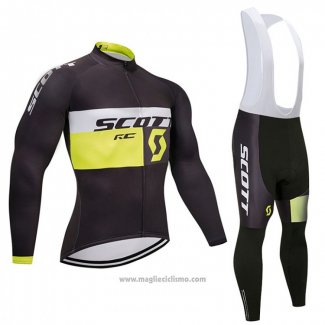 2018 Abbigliamento Ciclismo Scott Nero e Bianco Manica Lunga e Salopette