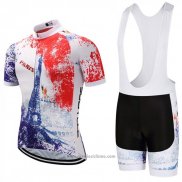 2018 Abbigliamento Ciclismo Sobycle Bianco Arancione Blu Manica Corta e Salopette