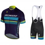 2018 Abbigliamento Ciclismo Specialized Blu Giallo Bianco Manica Corta e Salopette