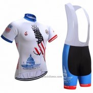 2018 Abbigliamento Ciclismo USA Bianco Manica Corta e Salopette