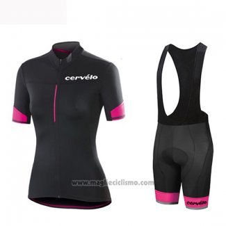 2019 Abbigliamento Ciclismo Donne Cervelo Nero Rosa Manica Corta e Salopette