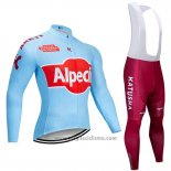 2019 Abbigliamento Ciclismo Katusha Alpecin Blu Rosso Manica Lunga e Salopette