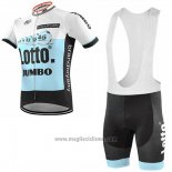 2019 Abbigliamento Ciclismo Lotto NL-Jumbo Blu Bianco Manica Corta e Salopette