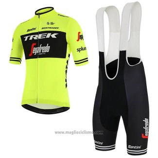 2019 Abbigliamento Ciclismo Trek Segafredo Verde Nero Manica Corta e Salopette