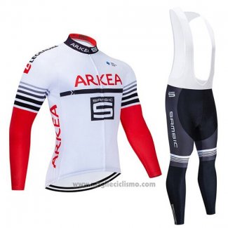 2020 Abbigliamento Ciclismo Arkea Samsic Bianco Rosso Manica Corta e Salopette