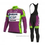 2020 Abbigliamento Ciclismo Bardiani Csf Viola Bianco Manica Lunga e Salopette