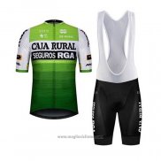 2020 Abbigliamento Ciclismo Caja Rural Bianco Verde Manica Corta e Salopette