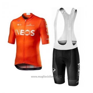 2020 Abbigliamento Ciclismo Ineos Arancione Manica Corta e Salopette