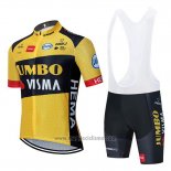 2020 Abbigliamento Ciclismo Jumbo Visma Giallo Nero Manica Corta e Salopette