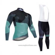 2020 Abbigliamento Ciclismo Northwave Nero Grigio Verde Manica Lunga e Salopette