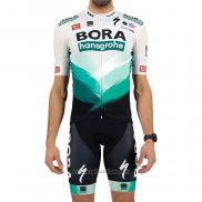 2021 Abbigliamento Ciclismo Bora-Hansgrone Bianco Verde Manica Corta e Salopette