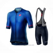 2021 Abbigliamento Ciclismo Castelli Scuro Nero Blu Manica Corta e Salopette