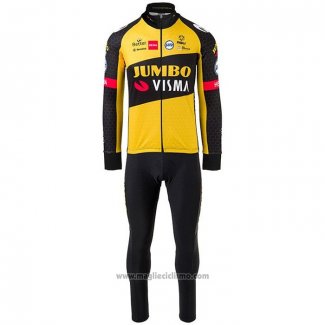 2021 Abbigliamento Ciclismo Jumbo Visma Nero Giallo Manica Lunga e Salopette