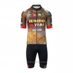 2022 Abbigliamento Ciclismo Jumbo Visma Nero Arancione Manica Corta e Salopette