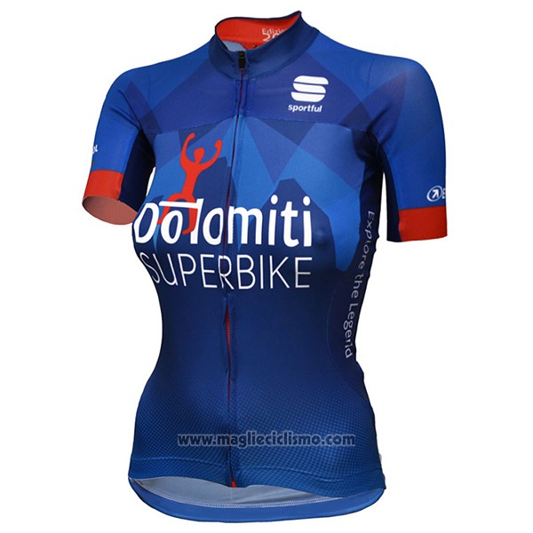2017 Abbigliamento Ciclismo Donne Dotomini Superbike Blu Manica Corta e Salopette