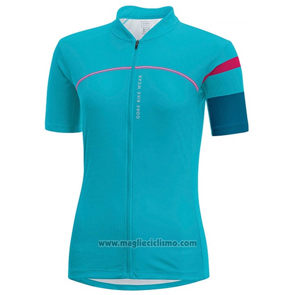 2017 Abbigliamento Ciclismo Donne Gore Bike Wear Azzurro Manica Corta e Salopette