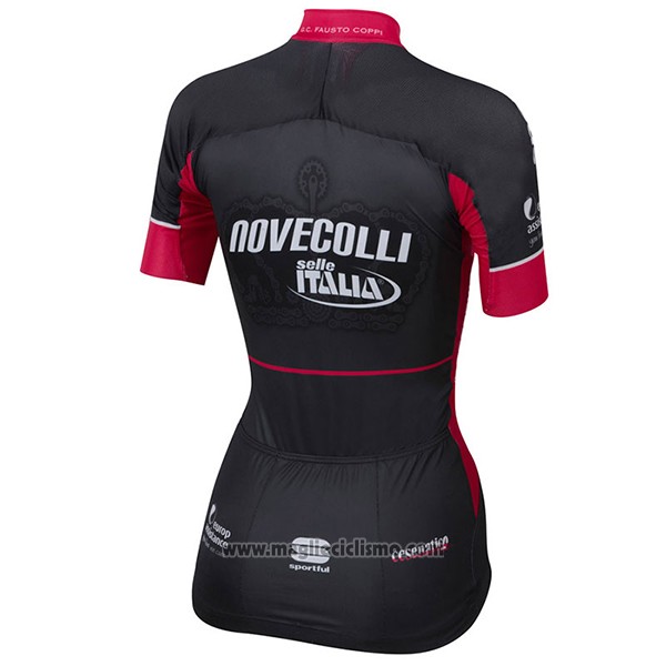 2017 Abbigliamento Ciclismo Donne Nove Colli Nero e Rosso Manica Corta e Salopette