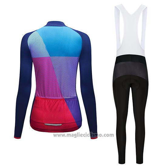 2019 Abbigliamento Ciclismo Donne Dirty Snow Blu Rosso Viola Manica Lunga e Salopette