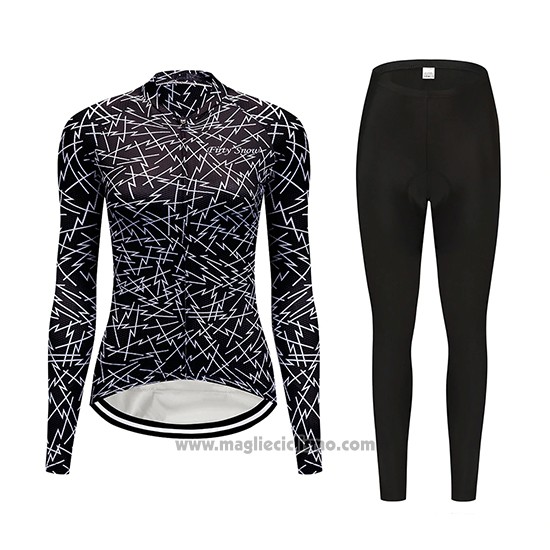 2019 Abbigliamento Ciclismo Donne Dirty Snow Nero Manica Lunga e Salopette