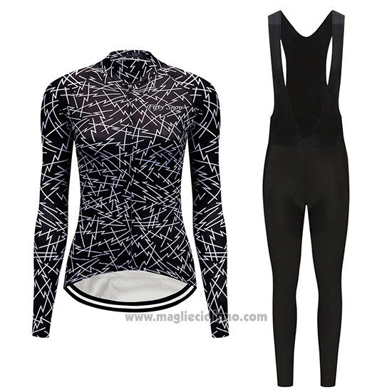 2019 Abbigliamento Ciclismo Donne Dirty Snow Nero Manica Lunga e Salopette