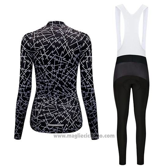 2019 Abbigliamento Ciclismo Donne Dirty Snow Nero Manica Lunga e Salopette