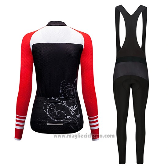 2019 Abbigliamento Ciclismo Donne Dirty Snow Rosso Bianco Nero Manica Lunga e Salopette