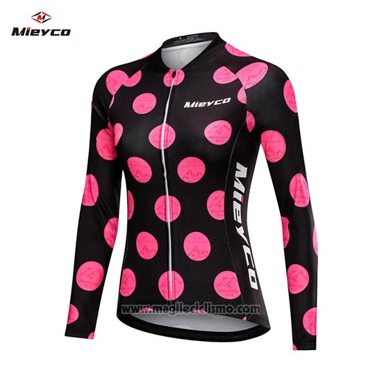 2019 Abbigliamento Ciclismo Donne Mieyco Nero Rosa Manica Lunga e Salopette