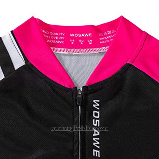 2019 Abbigliamento Ciclismo Donne Wosawe Nero Bianco Rosa Manica Lunga e Salopette
