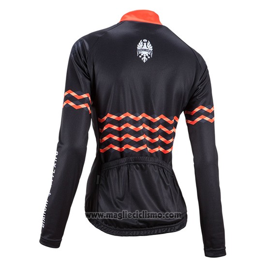 2016 Abbigliamento Ciclismo Donne Bianchi Nero e Arancione Manica Lunga e Salopette