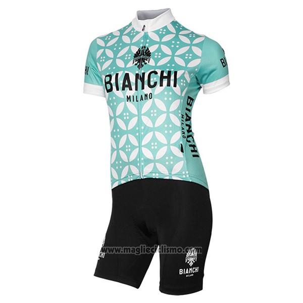 2017 Abbigliamento Ciclismo Donne Bianchi Verde e Bianco Manica Corta e Salopette