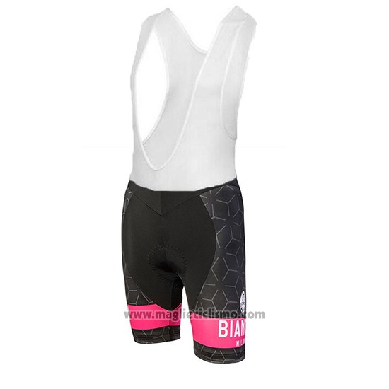 2018 Abbigliamento Ciclismo Bianchi Nevola Nero e Rosa Manica Corta e Salopette