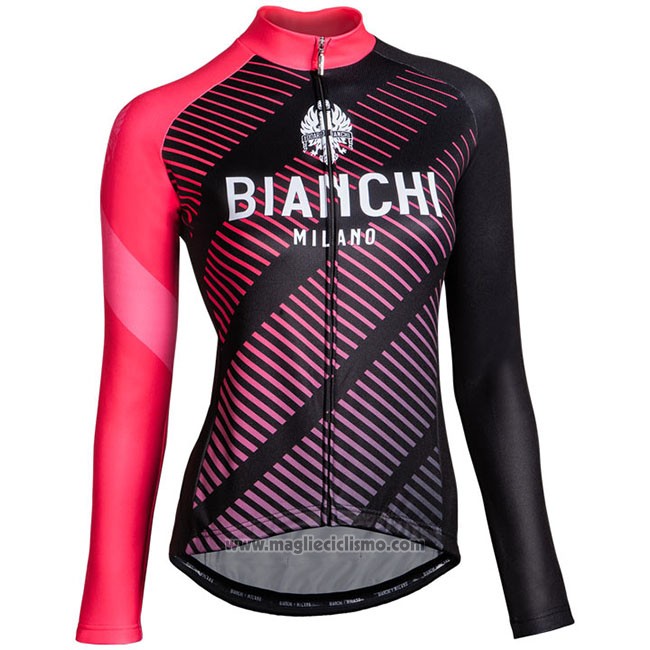 Abbigliamento Ciclismo Donne Bianchi Milano Catria Nero Rosa Manica Lunga e Salopette