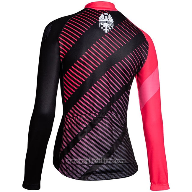 Abbigliamento Ciclismo Donne Bianchi Milano Catria Nero Rosa Manica Lunga e Salopette