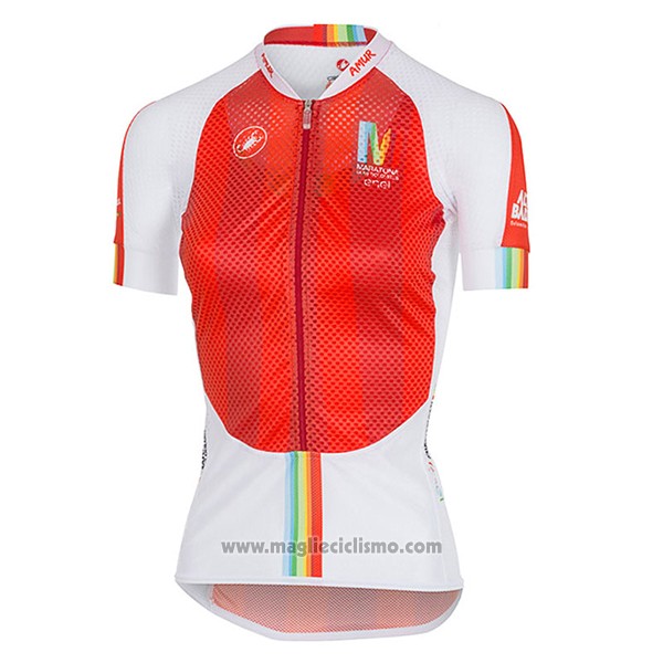 2017 Abbigliamento Ciclismo Donne Castelli Maratona Rosso e Bianco Manica Corta e Salopette