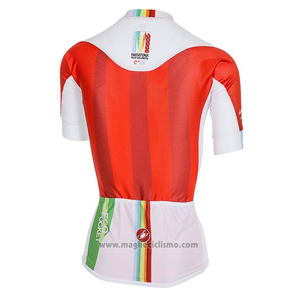 2017 Abbigliamento Ciclismo Donne Castelli Maratona Rosso e Bianco Manica Corta e Salopette