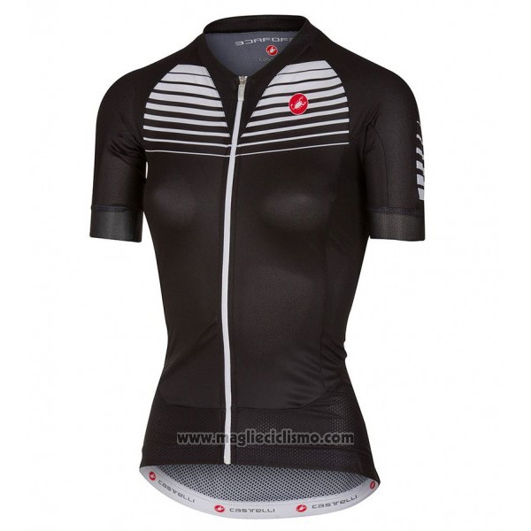 2017 Abbigliamento Ciclismo Donne Castelli Nero e Bianco Manica Corta e Salopette