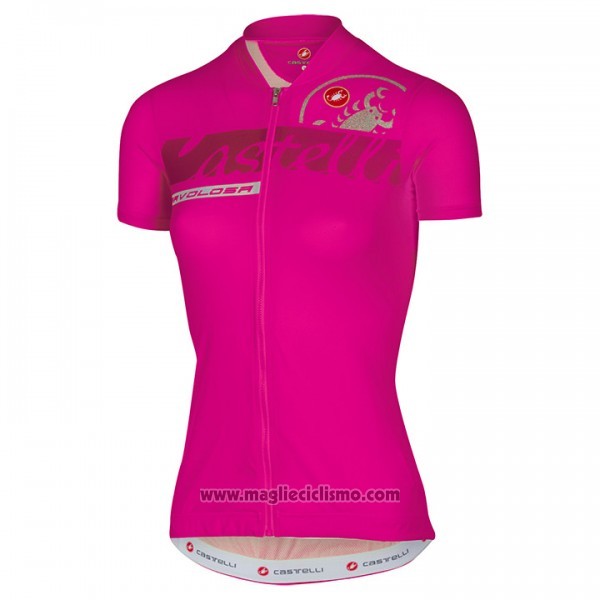 2017 Abbigliamento Ciclismo Donne Castelli Rosa Manica Corta e Salopette