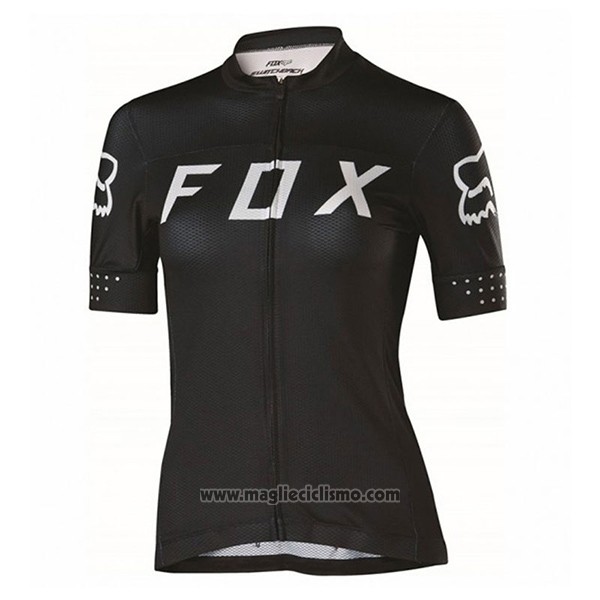 2017 Abbigliamento Ciclismo Donne Fox Nero Manica Corta e Salopette
