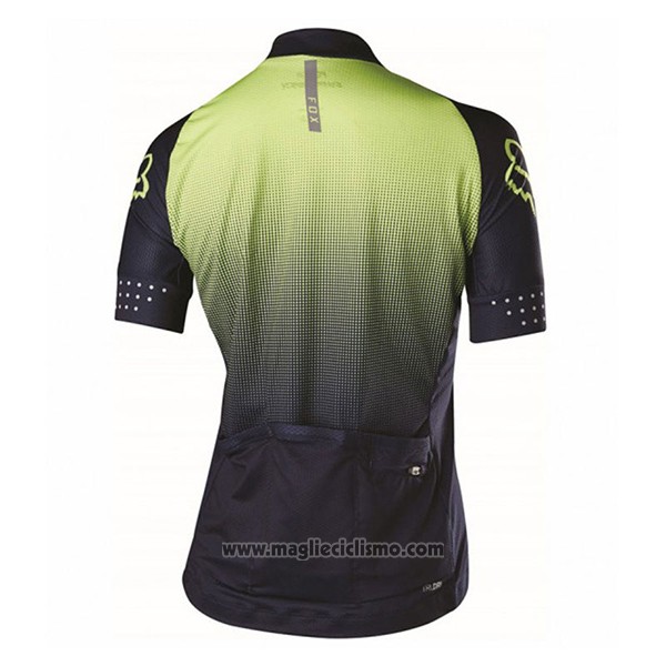 2017 Abbigliamento Ciclismo Donne Fox Nero e Verde Manica Corta e Salopette