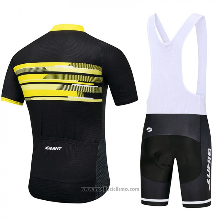 2018 Abbigliamento Ciclismo Giant Nero e Giallo Manica Corta e Salopette