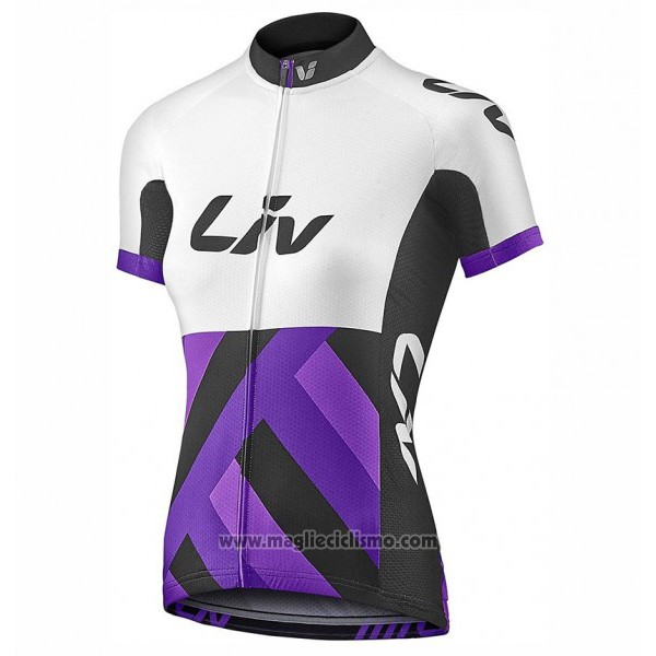 2017 Abbigliamento Ciclismo Donne Liv Race Day Bianco e Viola Manica Corta e Salopette