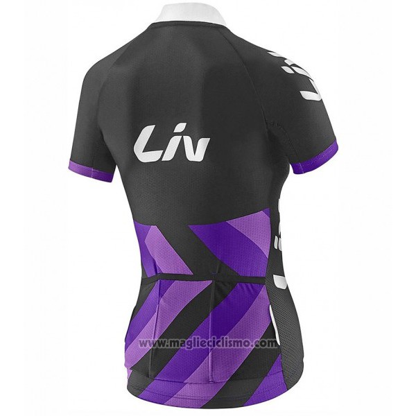 2017 Abbigliamento Ciclismo Donne Liv Race Day Nero e Viola Manica Corta e Salopette
