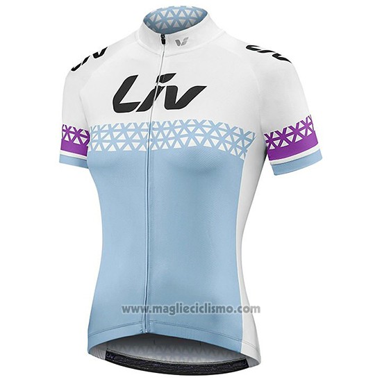2019 Abbigliamento Ciclismo Donne Liv Bianco Blu Manica Corta e Salopette